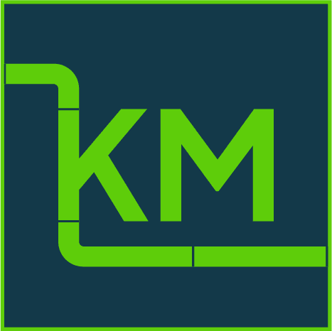 Kvadratisk Kloak Madsen logo ikon - "KM"